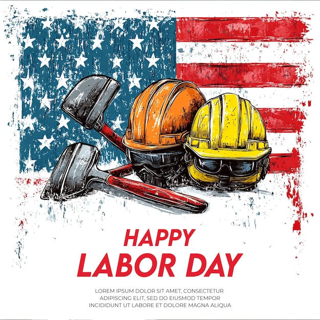 PSD psd happy labor day illustration poster