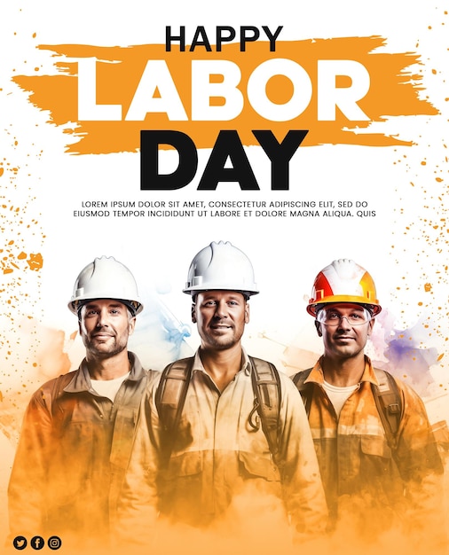 Psd of happy labor day poster design