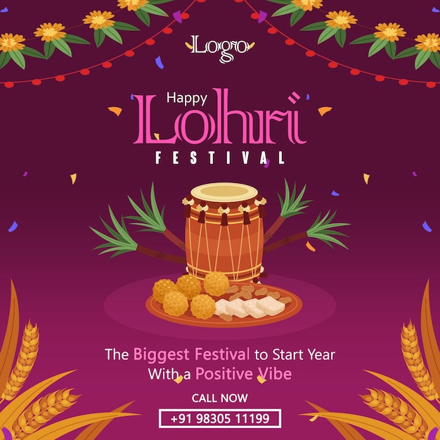 PSD psd happy lohri festival of punjab india template