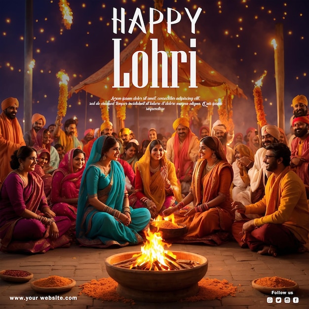 PSD Happy Lohri social media poster design