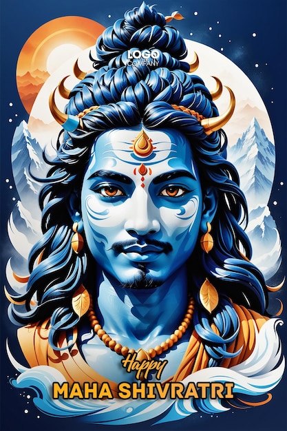 PSD Happy maha Shivratri with trisulam a Hindu festival celebrated of lord shiva night