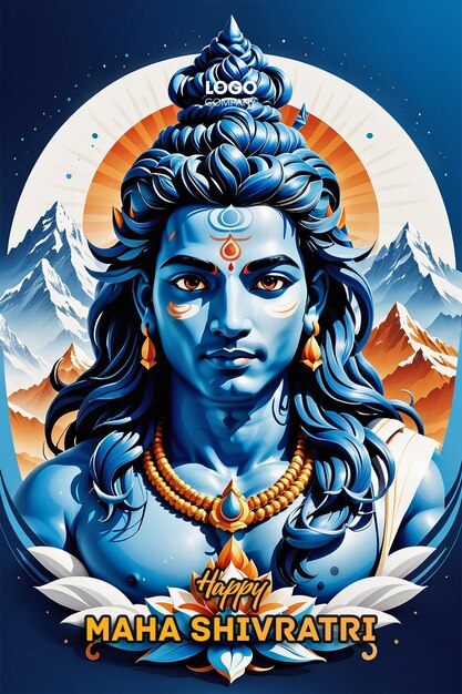 PSD Happy maha Shivratri with trisulam a Hindu festival celebrated of lord shiva night