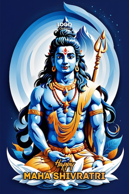 PSD Happy maha Shivratri with trisulam a Hindu festival celebrated of lord shiva night