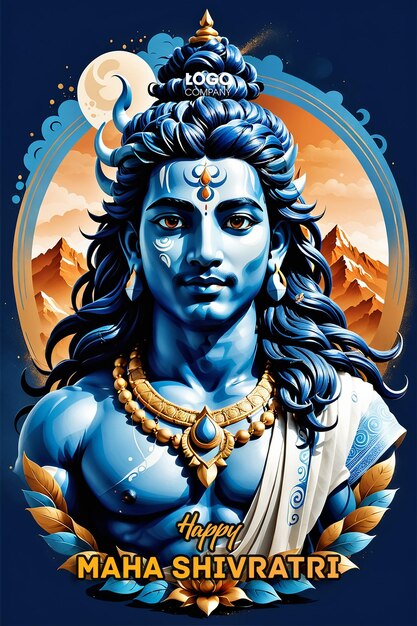 PSD Happy maha Shivratri with trisulam a Hindu festival celebrated of lord shiva night