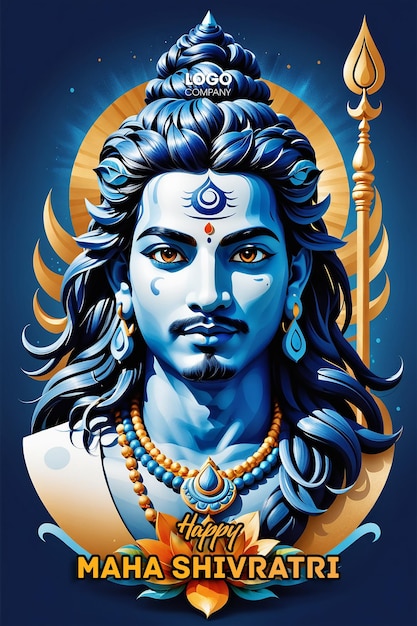 PSD Happy maha Shivratri with trisulam a Hindu festival celebrated of lord shiva night