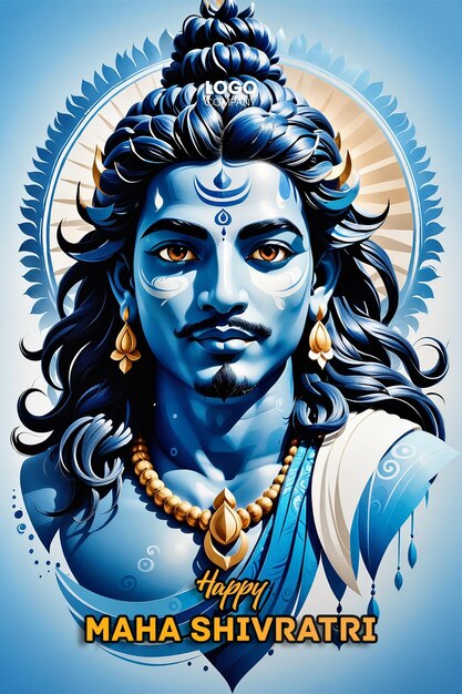 PSD Happy maha Shivratri with trisulam a Hindu festival celebrated of lord shiva night