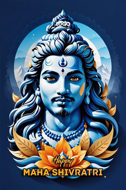 PSD Happy maha Shivratri with trisulam a Hindu festival celebrated of lord shiva night