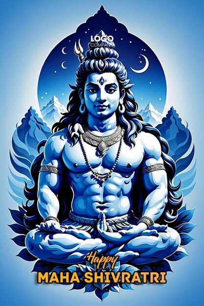 PSD Happy maha Shivratri with trisulam a Hindu festival celebrated of lord shiva night