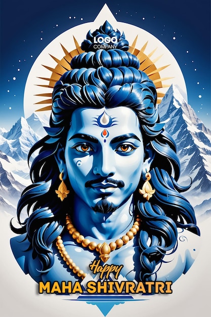 PSD Happy maha Shivratri with trisulam a Hindu festival celebrated of lord shiva night