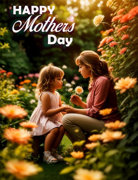 PSD Happy mothers day celebraction banner design generated by ai