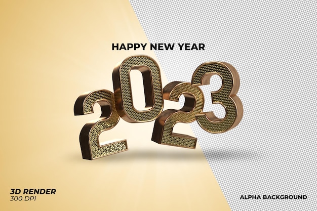 PSD psd happy new year 2023 with 3d render label background template