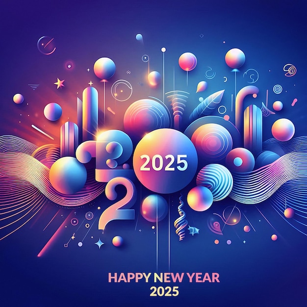 PSD Happy New Year 2025 wishes and invition design