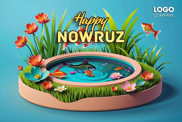 PSD Happy Nowruz Day or Iranian New Year Illustration with Grass Semeni