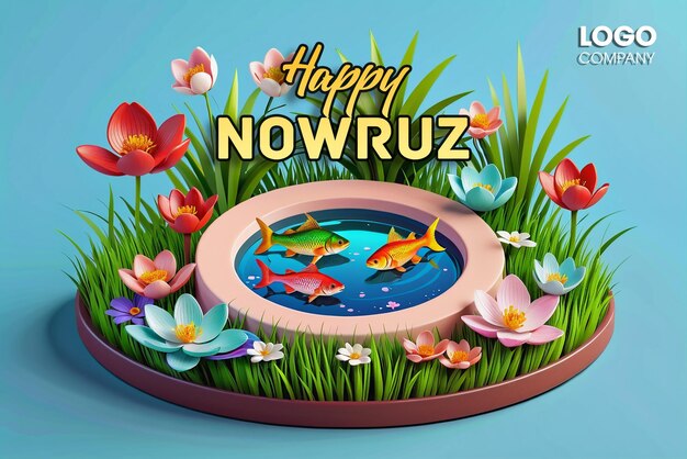 PSD Happy Nowruz Day or Iranian New Year Illustration with Grass Semeni