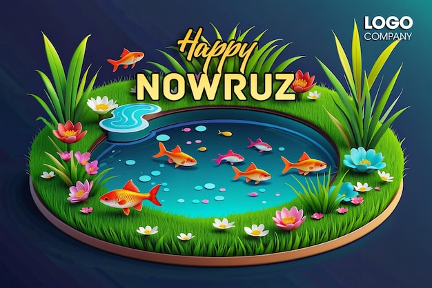 PSD Happy Nowruz Day or Iranian New Year Illustration with Grass Semeni