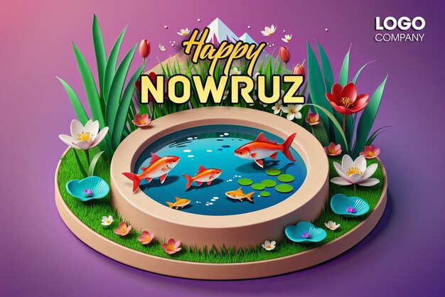 PSD Happy Nowruz Day or Iranian New Year Illustration with Grass Semeni