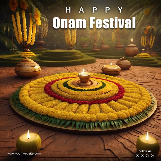 PSD Happy Onam Festival social media poster design