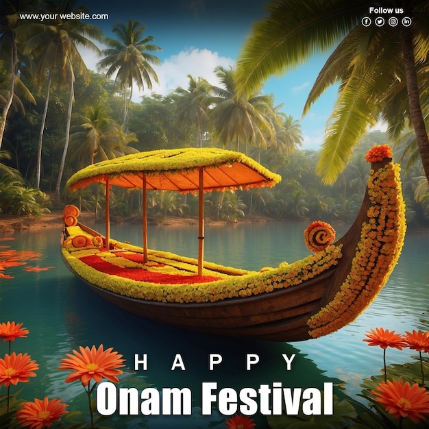 PSD Happy Onam Festival social media poster design