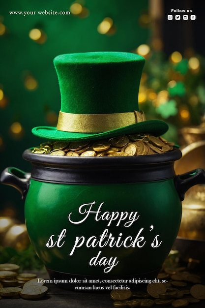 PSD happy st patricks day poster design template