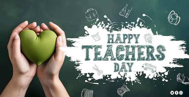 PSD psd happy teacher's day poster or banner design template