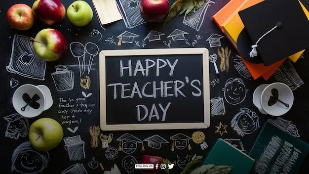 PSD psd happy teachers day banner and social media background