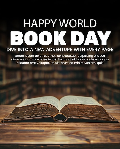 PSD HAPPY WORLD BOOK DAY FLYER BANNER POSTER