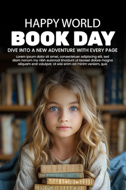 PSD HAPPY WORLD BOOK DAY FLYER BANNER POSTER