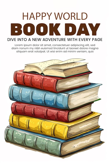 PSD HAPPY WORLD BOOK DAY FLYER BANNER POSTER