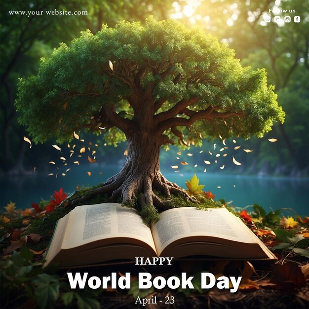 PSD happy world book day social media post design