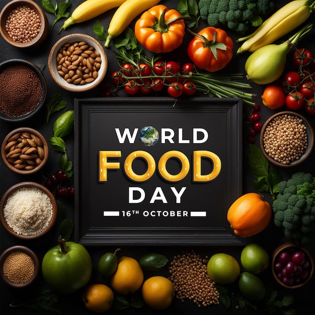 PSD psd happy world food day social media poster or banner design template