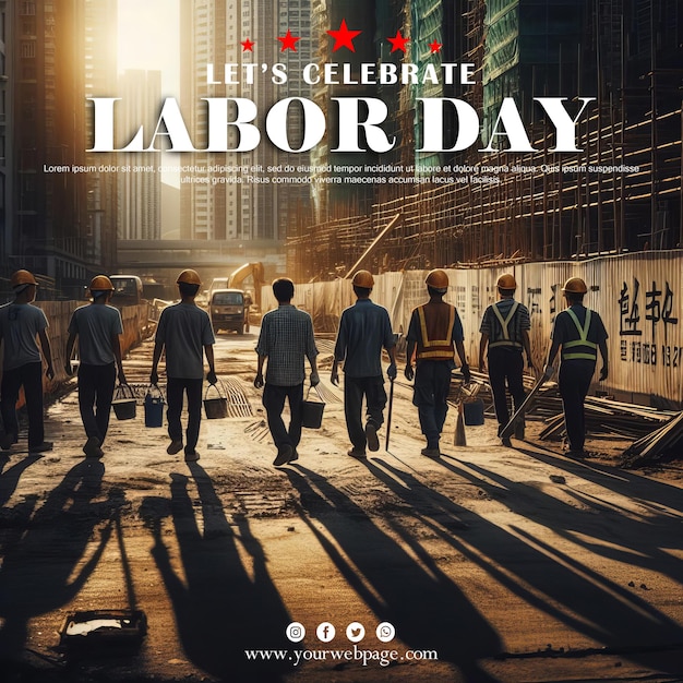 PSD of happy world labor day social media post banner template Generative Ai