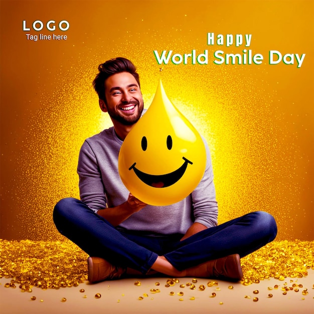 PSD Happy world smile day banner design generated by Ai