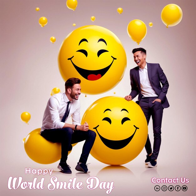 PSD Happy World smile day celebration illustration template design