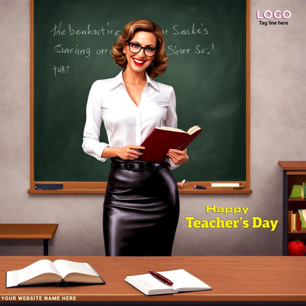 PSD Happy World teachers day celebration Vector art for congratulation template design