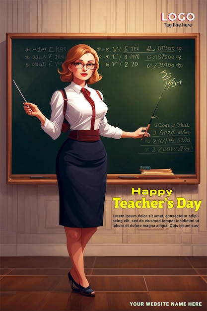 PSD Happy World teachers day celebration Vector art for congratulation template design