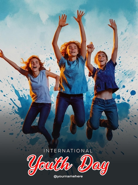 PSD psd happy youth day poster and social media banner template