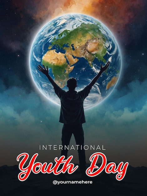 PSD psd happy youth day poster and social media banner template