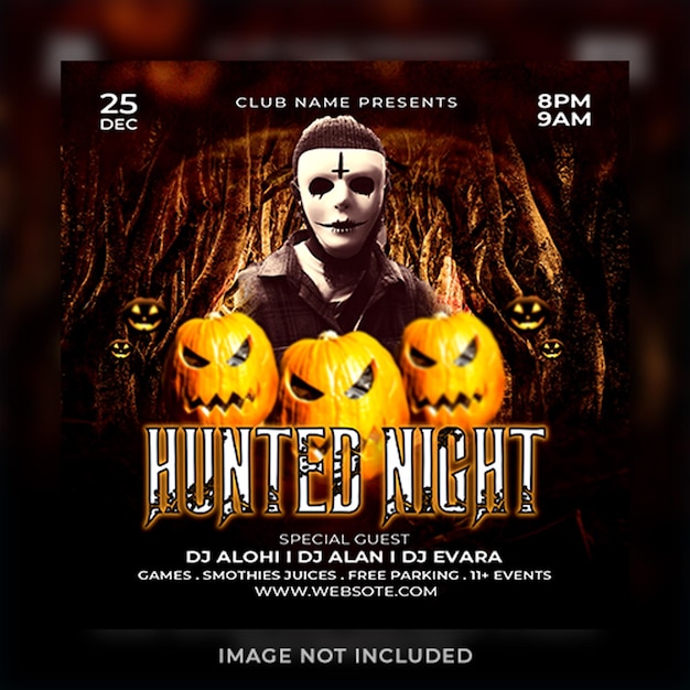 PSD psd haunted a halloween party flyer night club dj poster design