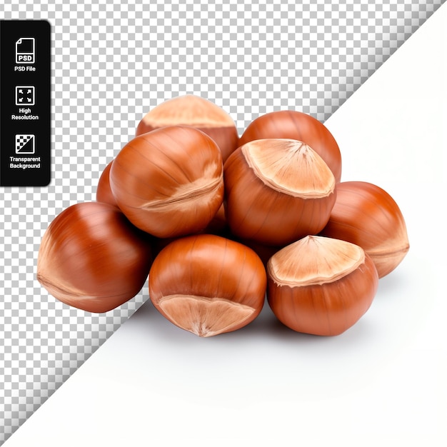 PSD Hazelnuts isolated on transparent background