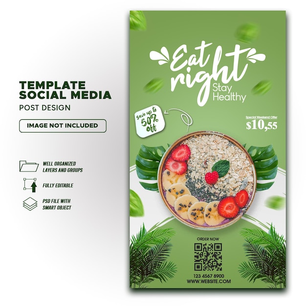 PSD healthy menu promotion social media instagram story banner template