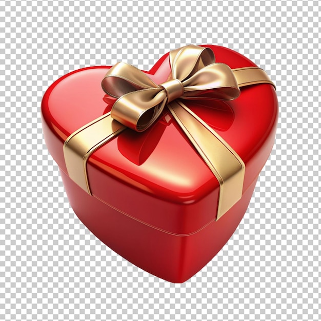 PSD of a heart gift box for valentine isolated on transparent background