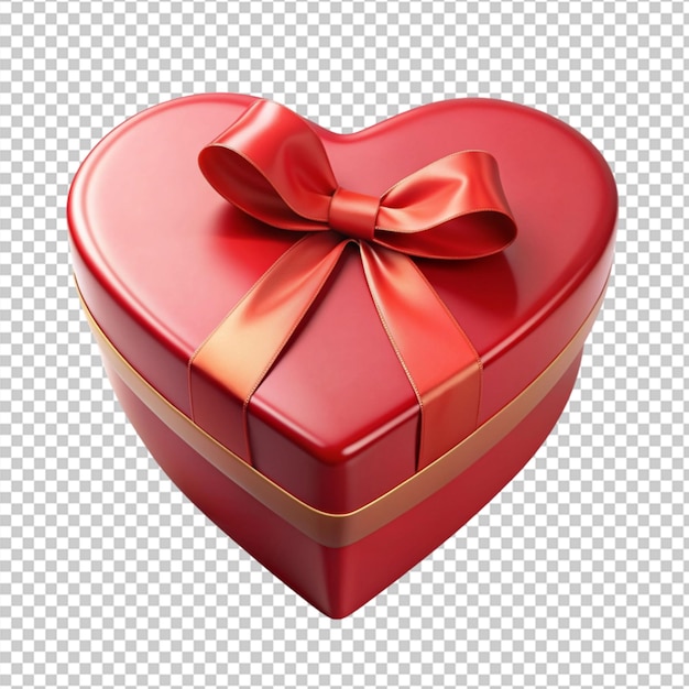 PSD of a heart gift box for valentine isolated on transparent background