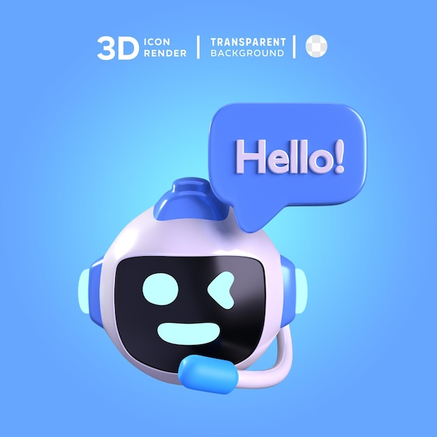 PSD Hello Chat Bot 3D illustrartion