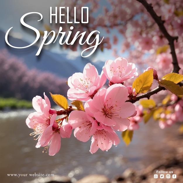 PSD hello spring social media post design