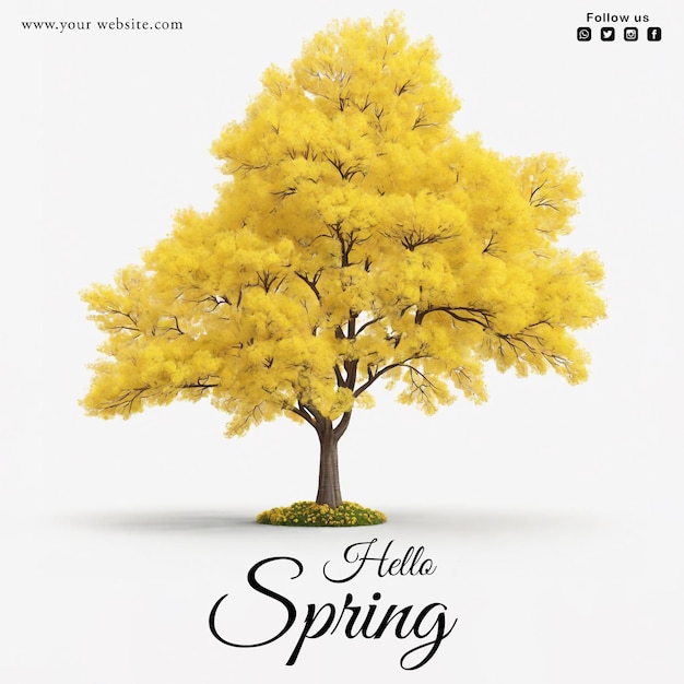 PSD hello spring social media post design