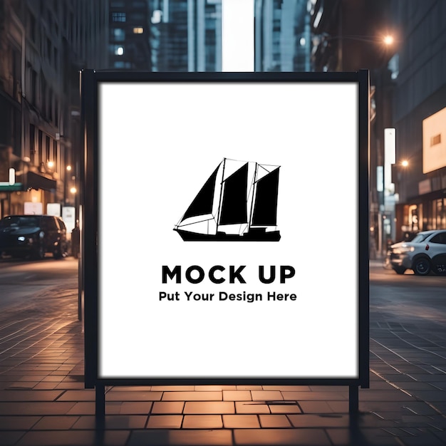 PSD high resolution blank logo banner billboard or panel mock up template psd