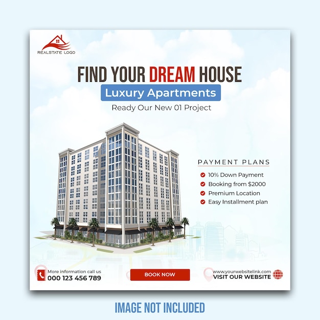 PSD home real estate social media promotion and banner post design template