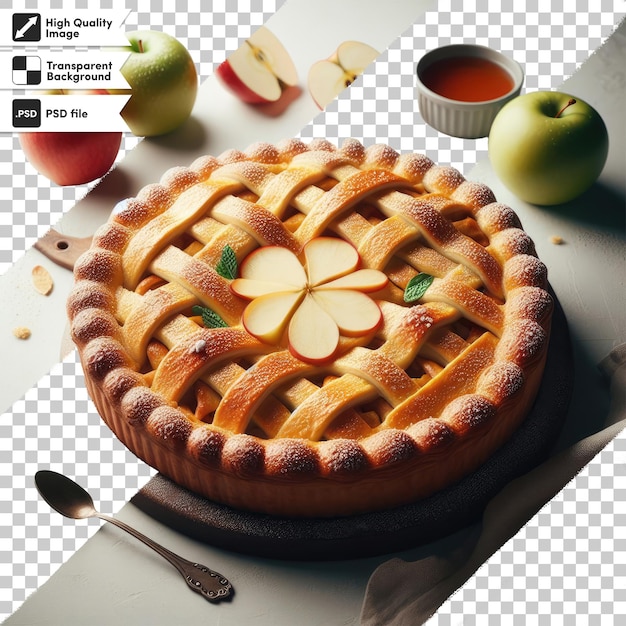 PSD homemade apple pie on transparent background with editable mask layer