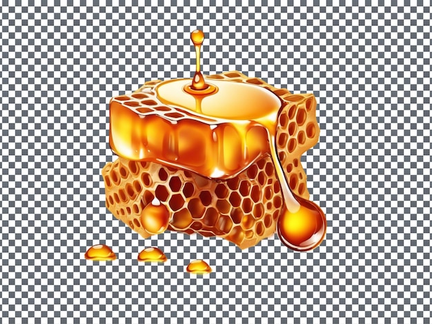 PSD psd honeycomb with honey drop isolated on transparent background