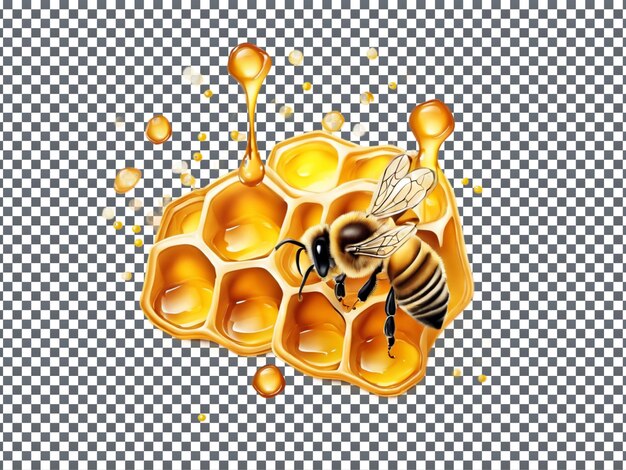 PSD psd honeycomb with honey drop isolated on transparent background